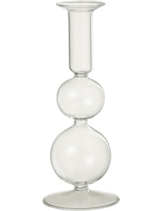 Bougeoir sur pied Konbi Hauteur 20 cm en Verre Transparent - 1