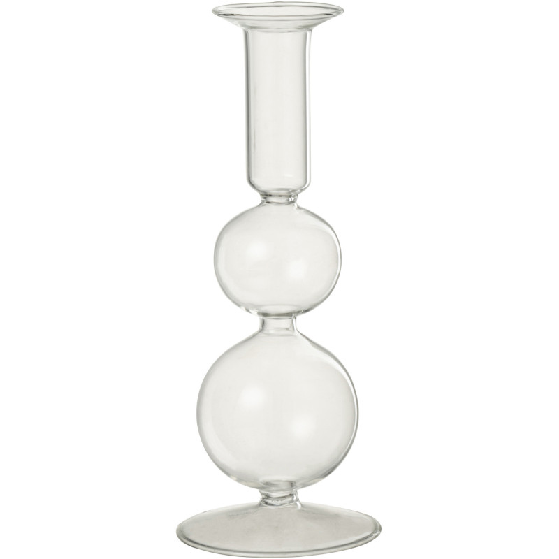 Bougeoir sur pied Konbi Hauteur 20 cm en Verre Transparent - 1
