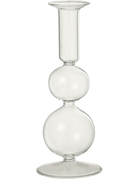 Bougeoir sur pied Konbi Hauteur 20 cm en Verre Transparent - 1