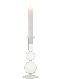 Bougeoir sur pied Konbi Hauteur 20 cm en Verre Transparent - 1 2