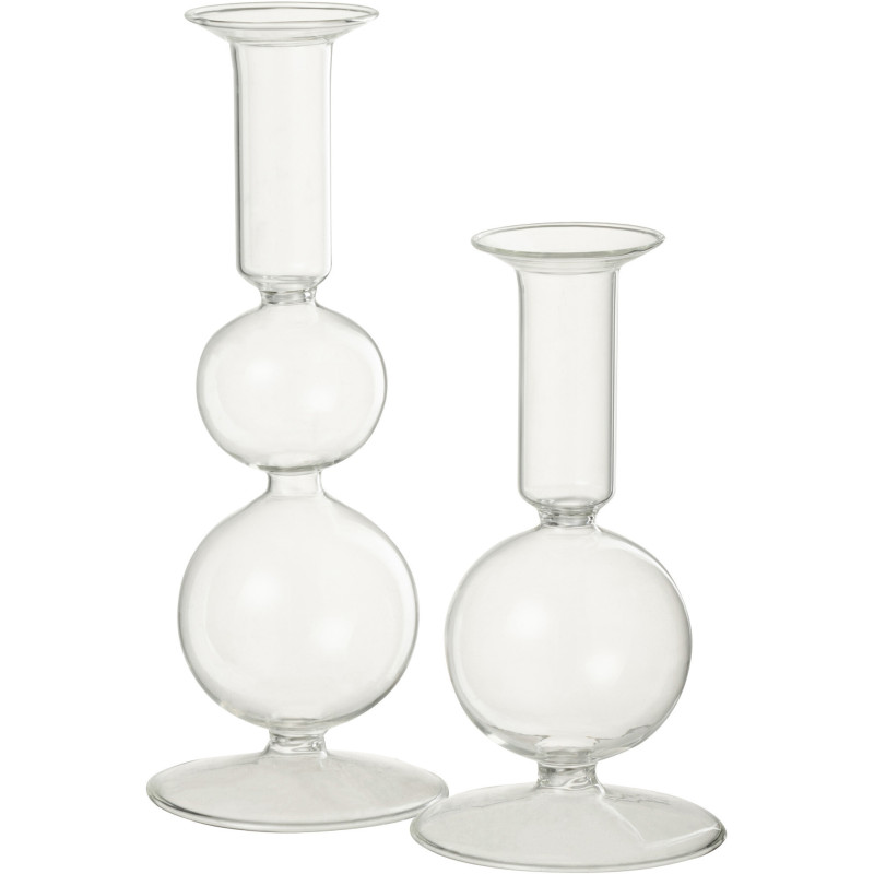 Bougeoir sur pied Konbi Hauteur 20 cm en Verre Transparent - 3