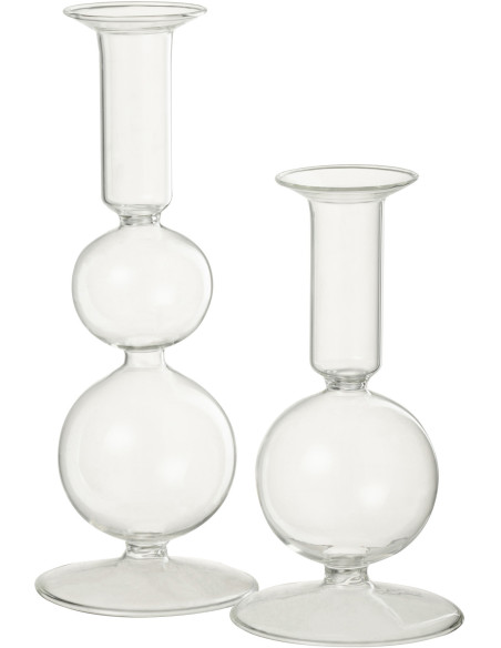 Bougeoir sur pied Konbi Hauteur 20 cm en Verre Transparent - 3