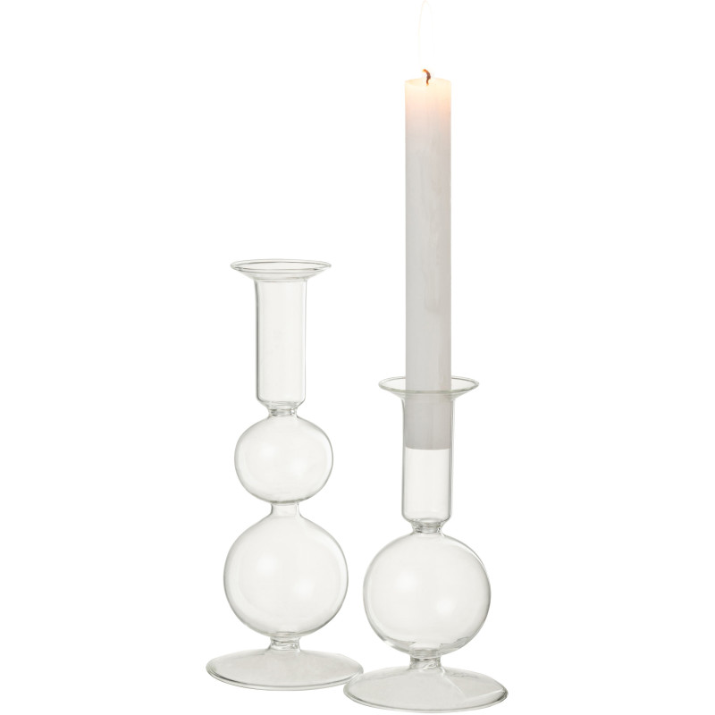 Bougeoir sur pied Konbi Hauteur 20 cm en Verre Transparent - 4