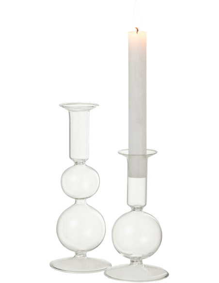 Bougeoir sur pied Konbi Hauteur 20 cm en Verre Transparent - 4