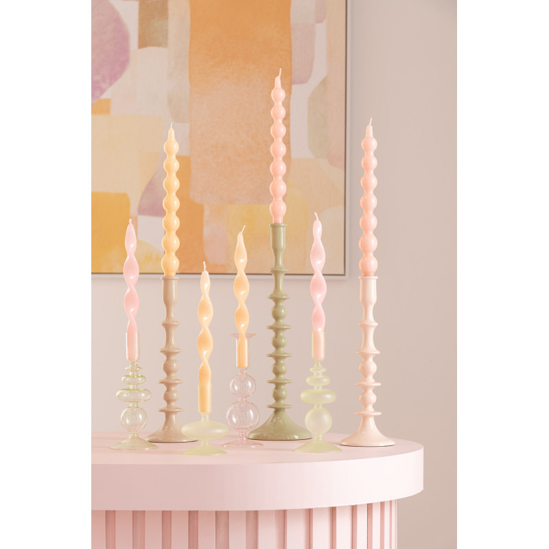 Bougeoir sur pied Konbi Hauteur 20 cm en Verre Rose (Lot de 2) - 2