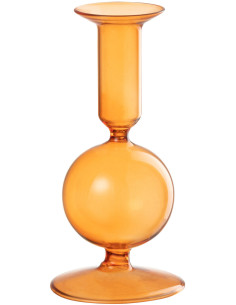 Bougeoir sur pied Konbi Hauteur 15 cm en Verre Orange - 1