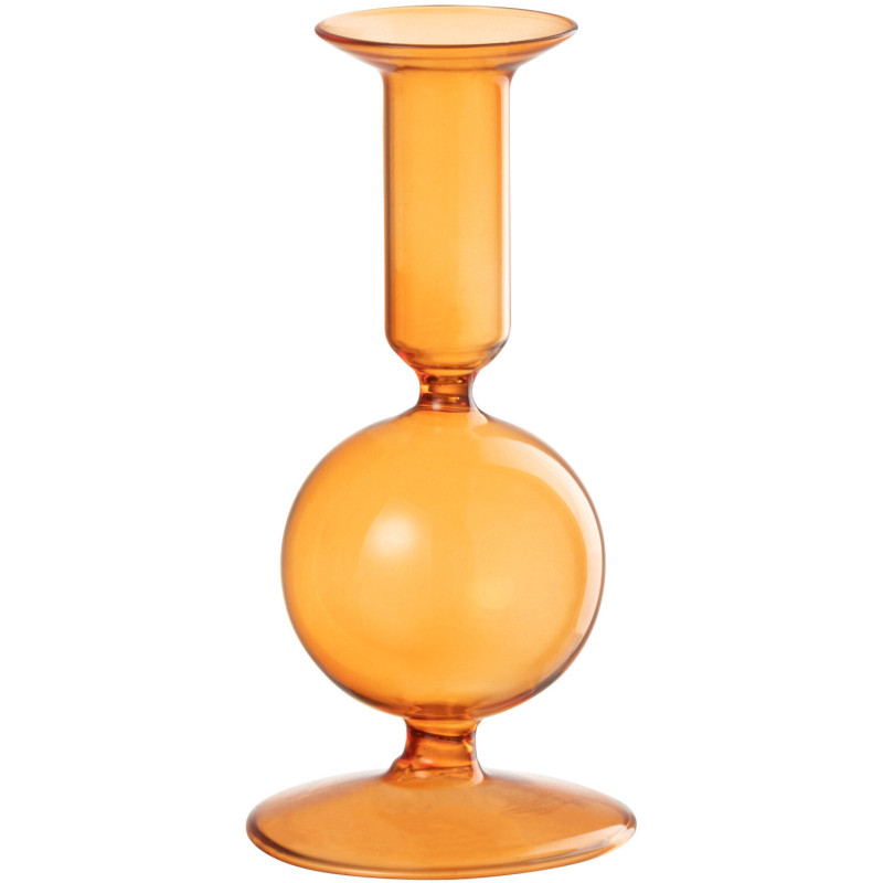 Bougeoir sur pied Konbi Hauteur 15 cm en Verre Orange - 1