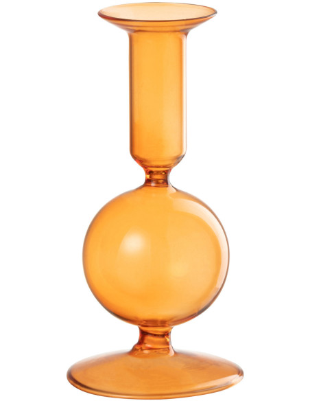 Bougeoir sur pied Konbi Hauteur 15 cm en Verre Orange - 1