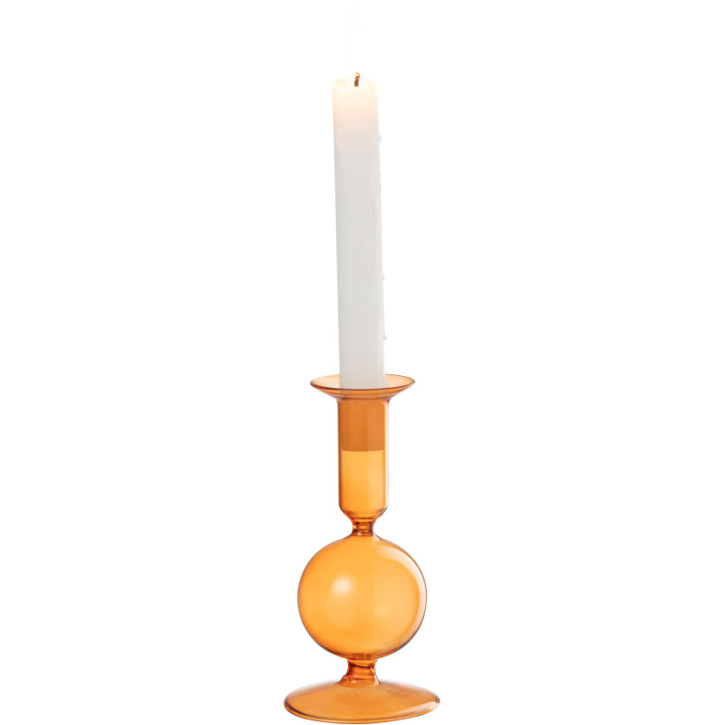 Bougeoir sur pied Konbi Hauteur 15 cm en Verre Orange - 2