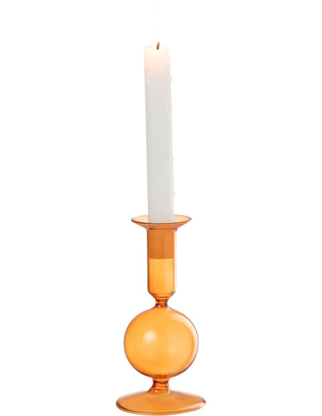 Bougeoir sur pied Konbi Hauteur 15 cm en Verre Orange - 2