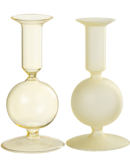 Bougeoir sur pied Konbi Hauteur 15 cm en Verre Jaune (Lot de 2) - 1