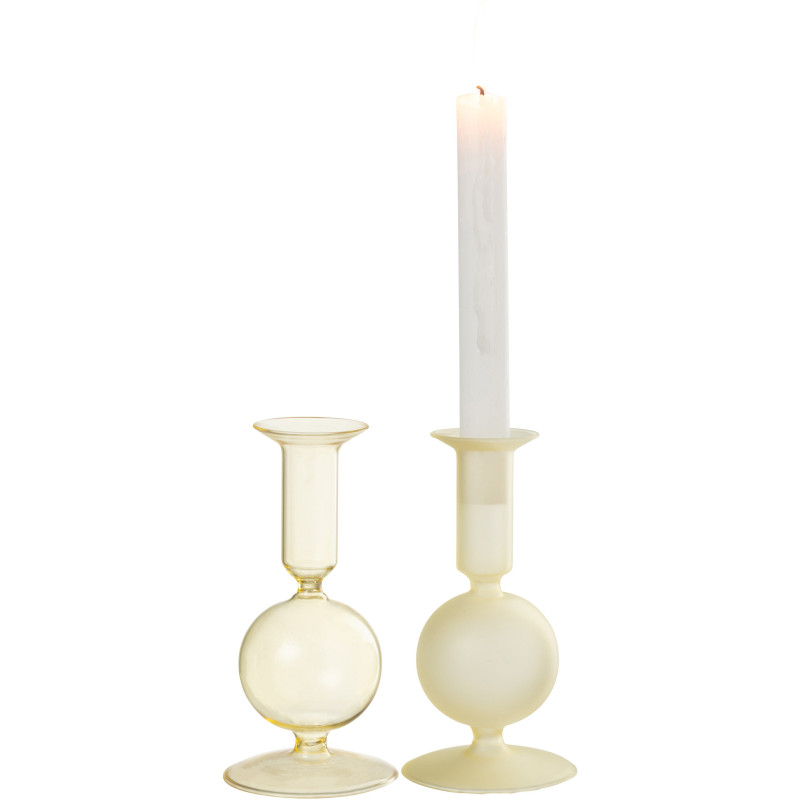 Bougeoir sur pied Konbi Hauteur 15 cm en Verre Jaune (Lot de 2) - 3