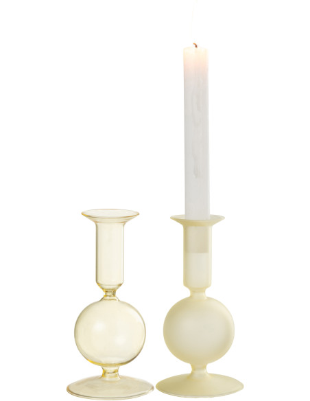 Bougeoir sur pied Konbi Hauteur 15 cm en Verre Jaune (Lot de 2) - 3