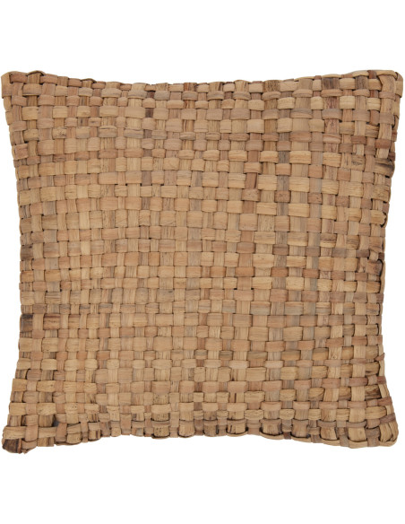 Coussin Carré Volina 45x45 en Jacinthe d'eau Naturel Polyester Beige Motif tressé - 1