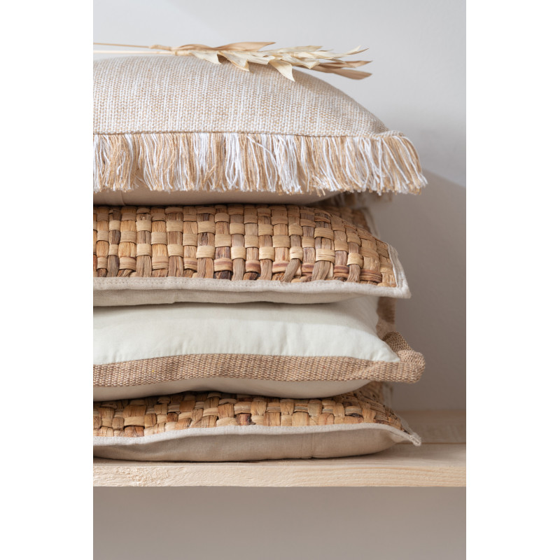 Coussin Carré Volina 45x45 en Jacinthe d'eau Naturel Polyester Beige Motif tressé - 2