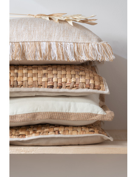 Coussin Carré Volina 45x45 en Jacinthe d'eau Naturel Polyester Beige Motif tressé - 2