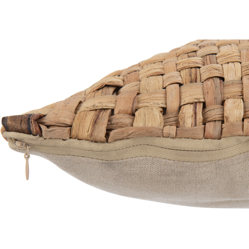Coussin Carré Volina 45x45 en Jacinthe d'eau Naturel Polyester Beige Motif tressé - 4