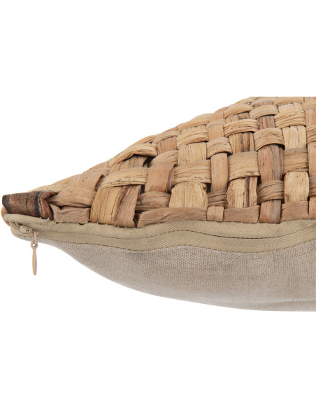 Coussin Carré Volina 45x45 en Jacinthe d'eau Naturel Polyester Beige Motif tressé - 4