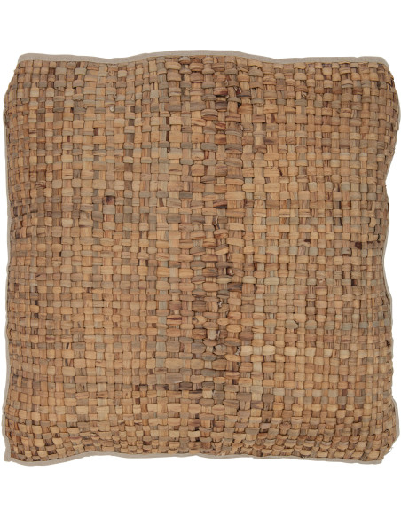 Coussin XL Carré Volina 65x65 en Jacinthe d'eau Naturel Polyester Beige Motif tressé - 1