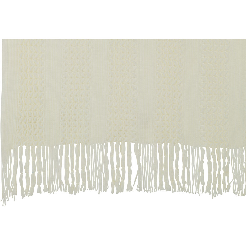 Plaid 130x160 Zimvol en Tissu acrylique Blanc Motif tricot avec franges - 4