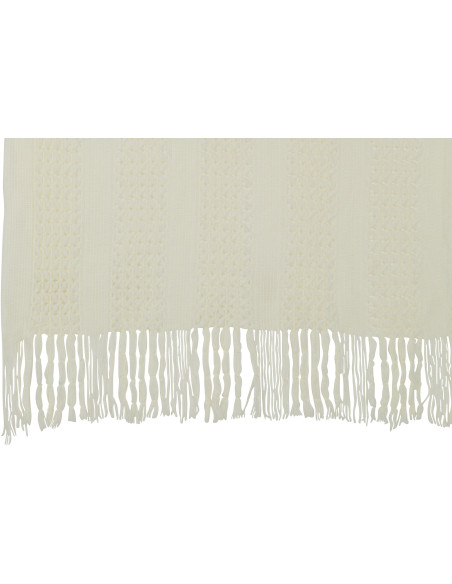Plaid 130x160 Zimvol en Tissu acrylique Blanc Motif tricot avec franges - 4