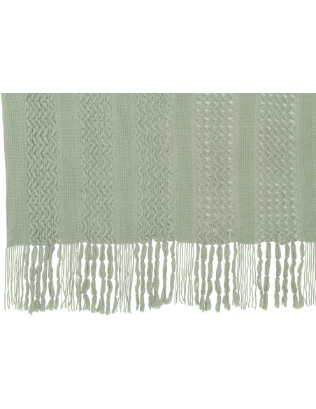 Plaid 130x160 Zimvol en Tissu acrylique Vert clair Motif tricot avec franges - 4