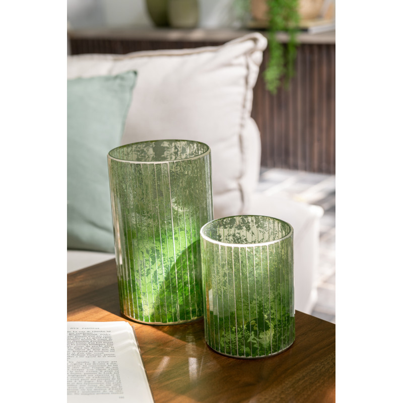 Grand photophore sur pied en verre transparent H24 cm - 2