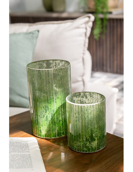 Grand photophore sur pied en verre transparent H24 cm - 2