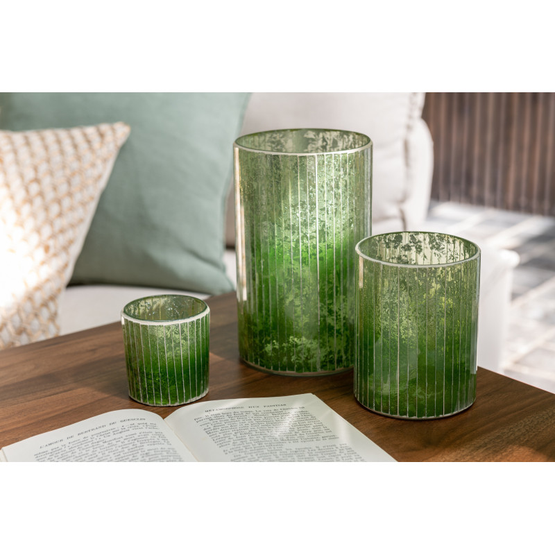 Grand photophore sur pied en verre transparent H24 cm - 3