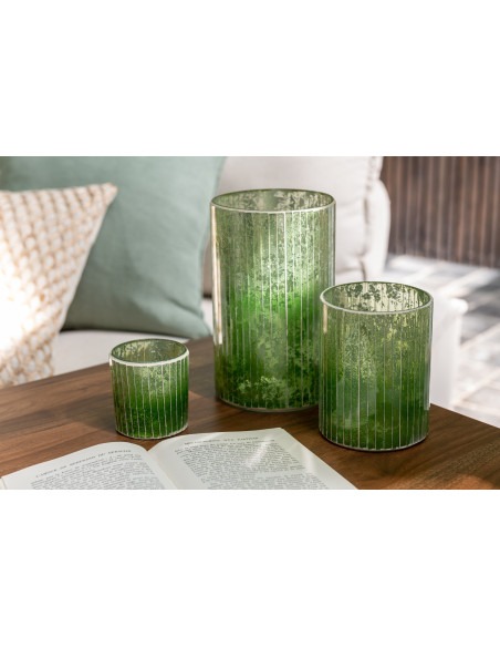 Grand photophore sur pied en verre transparent H24 cm - 3