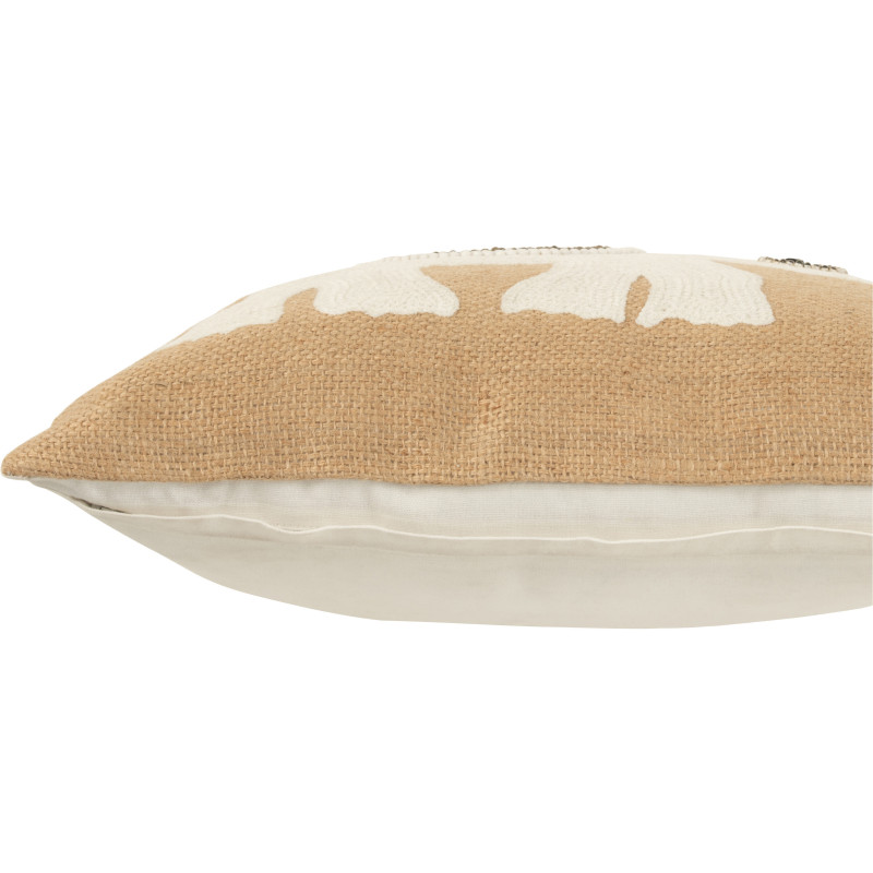 Coussin Carré Krombe 45x45 en Jute Beige Blanc Motif éléphant - 4