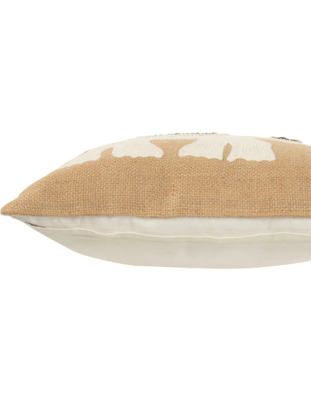 Coussin Carré Krombe 45x45 en Jute Beige Blanc Motif éléphant - 4