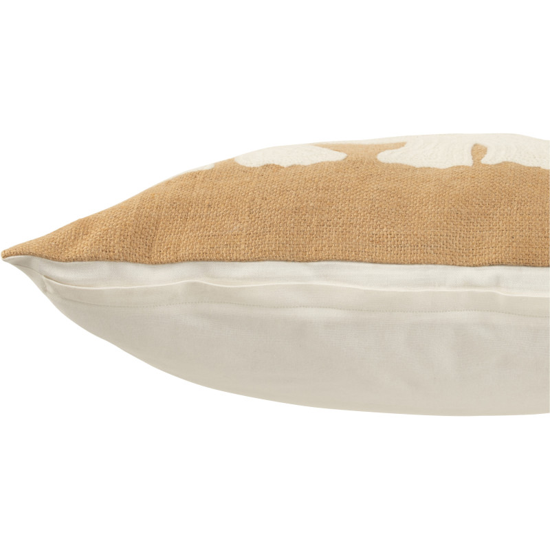 Coussin XL Carré Krombe 60x60 en Jute Beige Blanc Motif éléphant - 4
