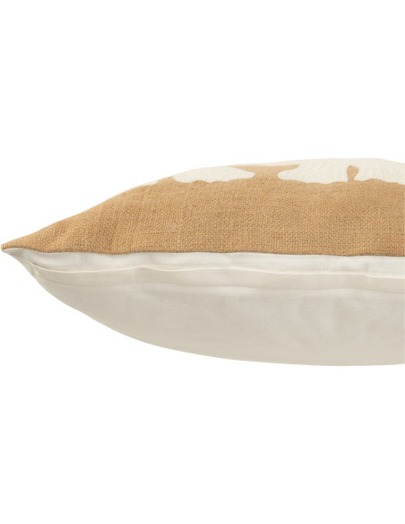 Coussin XL Carré Krombe 60x60 en Jute Beige Blanc Motif éléphant - 4