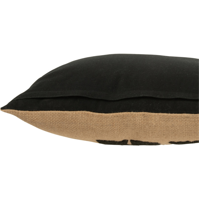 Coussin Carré Krombe 45x45 en Jute Beige Noir Motif éléphant - 4