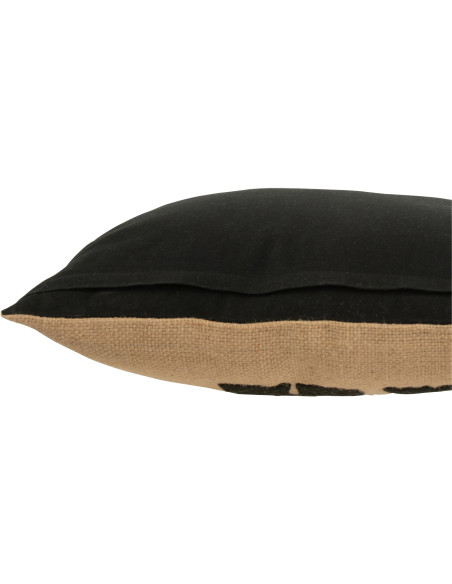 Coussin Carré Krombe 45x45 en Jute Beige Noir Motif éléphant - 4