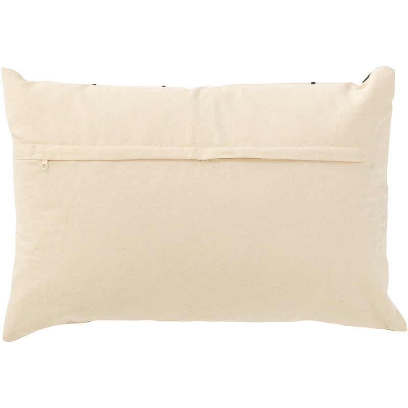 Coussin XL Rectangulaire Drexus 70x40 en Coton Beige Marron Noir Motif visages abstraits - 3