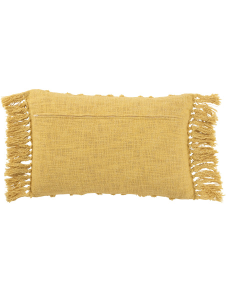 Coussin XL Rectangulaire Miralis 80x40 en Coton Ocre Motif losanges Avec pompons - 3