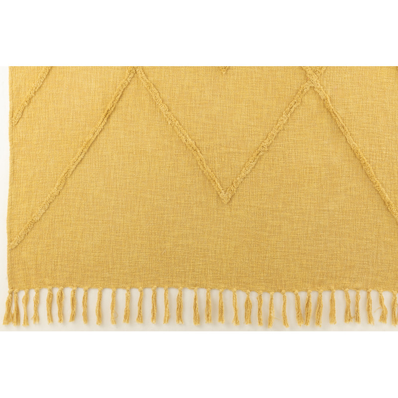 Plaid 150x190 Miralis en Coton Ocre Motif losanges avec franges - 2