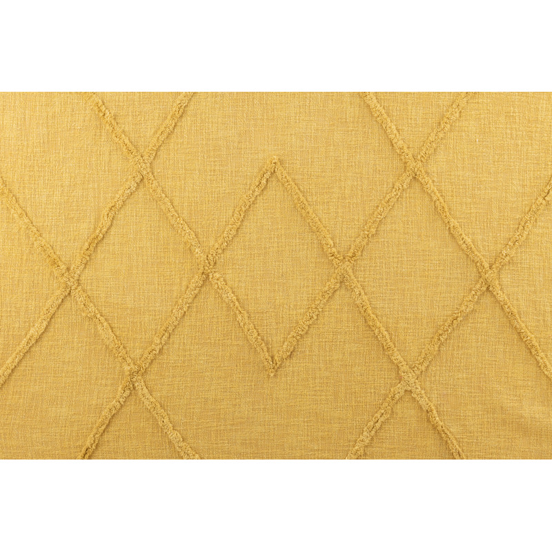 Plaid 150x190 Miralis en Coton Ocre Motif losanges avec franges - 3