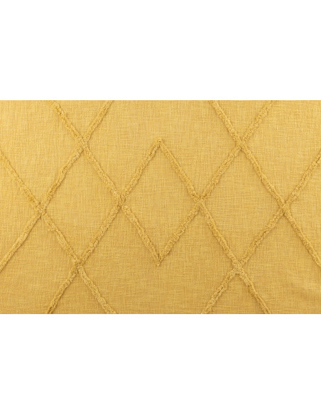 Plaid 150x190 Miralis en Coton Ocre Motif losanges avec franges - 3