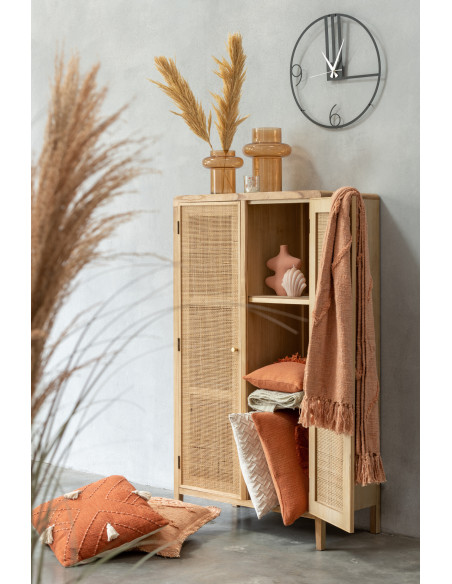 Plaid 150x190 Miralis en Coton Corail Motif losanges avec franges - 2