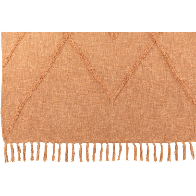 Plaid 150x190 Miralis en Coton Corail Motif losanges avec franges - 3