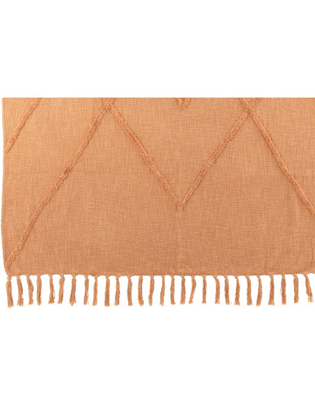 Plaid 150x190 Miralis en Coton Corail Motif losanges avec franges - 3