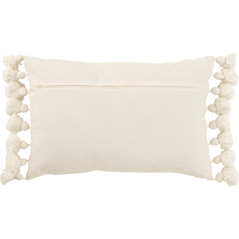 Coussin Rectangulaire Frisso 60x40 en Coton Blanc Avec pompons - 3