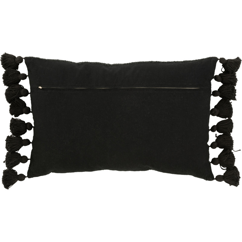 Coussin Rectangulaire Frisso 60x40 en Coton Noir Avec pompons - 3