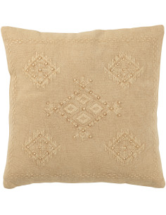 Coussin Carré Hantaya 45x45 en Coton Beige Motif brodé - 1