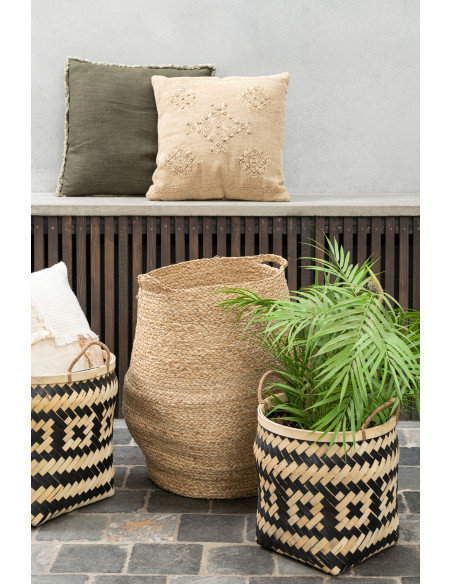 Coussin Carré Hantaya 45x45 en Coton Beige Motif brodé - 2