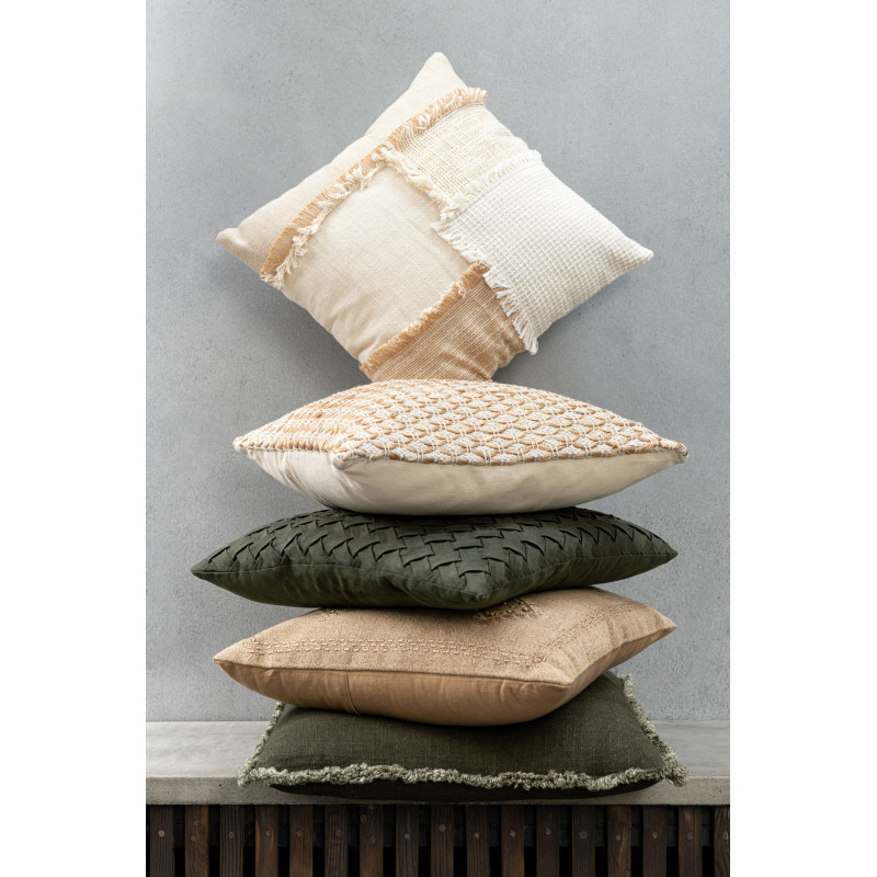 Coussin Carré Hantaya 45x45 en Coton Beige Motif brodé - 4