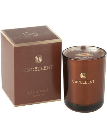 Bougie parfumée XL Boisée 50 heures Excellent Parfum Siberia Fir avec photophore en Verre Marron - 1